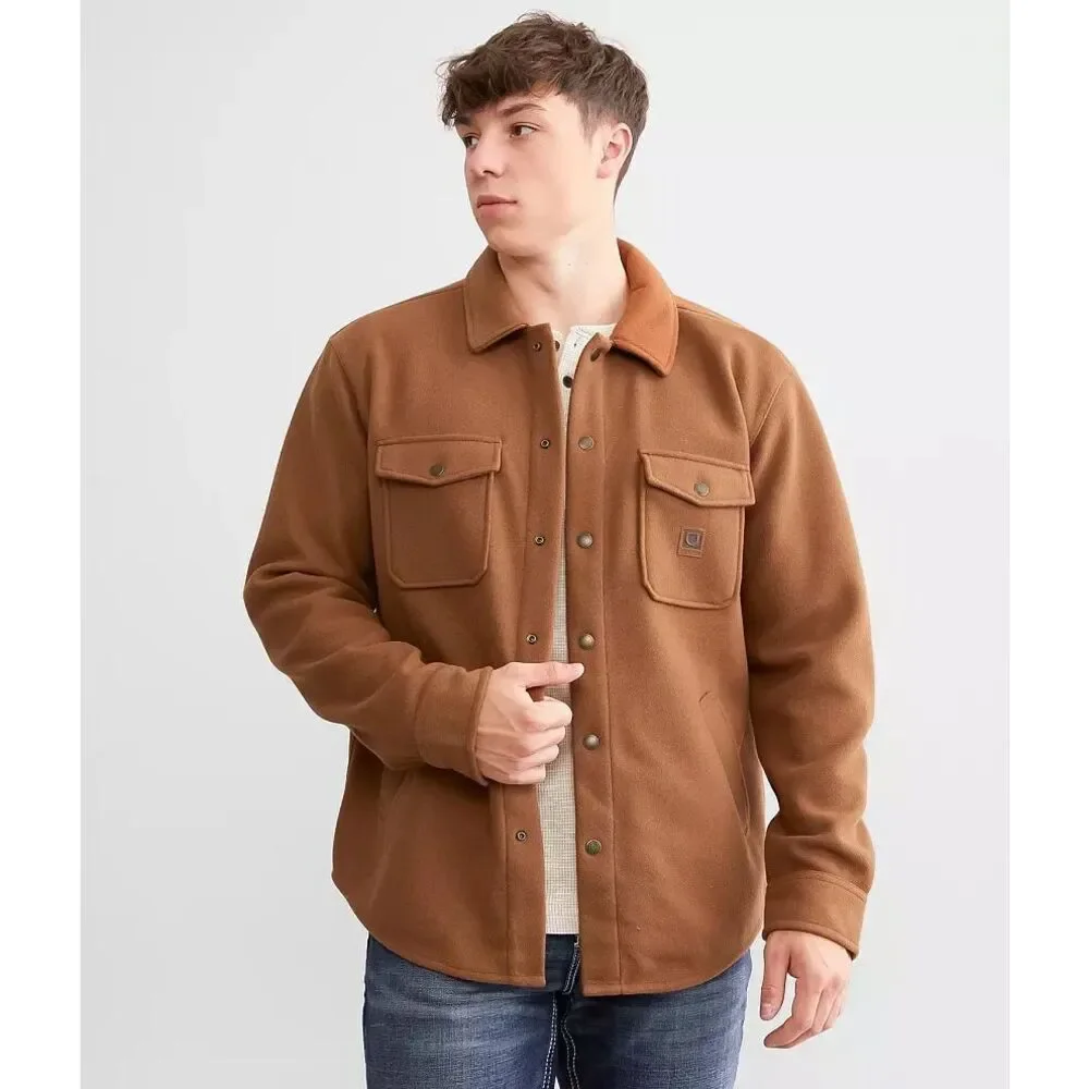 Brixton Durham Felt Stretch Shacket In Bison Brown Size Medium Men’s